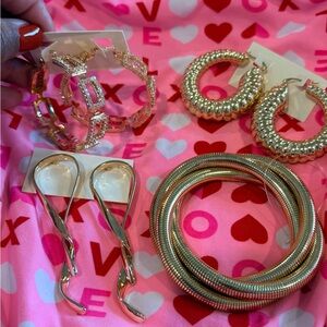 Elegant Gold and Silver Hoop Earrings Set